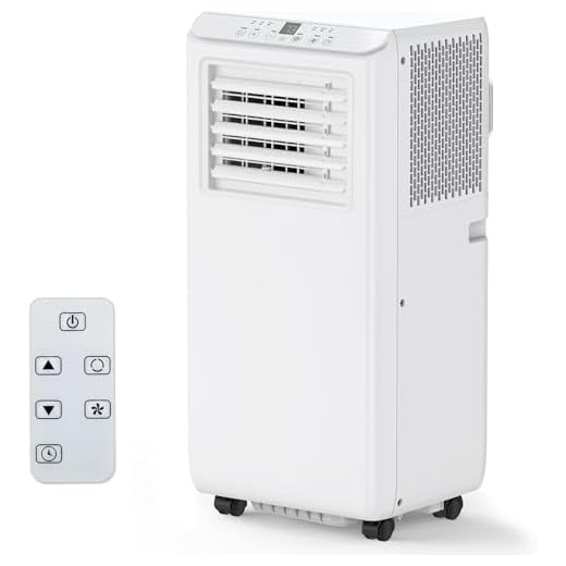 8,000 BTU Portable Air Conditioner – Compact 3-in-1 AC Unit with Cooling, Dehumidifier & Fan Modes, Remote Control, Easy-Install Window Kit Included – Cools Rooms Up to 350 Sq.Ft – White
