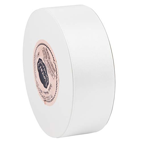 Vatin Solid Color Double Faced White Satin Ribbon 1-1/2" Wide 50-Yards Long Perfect For Wedding Decor, Crafts, Bow Making, Sewing, Gift Package Wrapping And Other Projects #TOP2