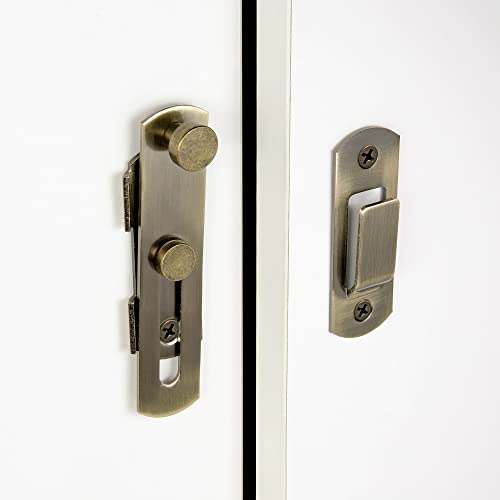 Iniret 4 Packs Barn Door Latches，3.93” X 2.75” Bronze Stainless Steel Barn Gate Flip Door Latch Bi-Fold Door Lock,Sliding Door Antique Lock Gate Latches Wine Cabinet Carbon Steel Closet Door Latches #TOP2