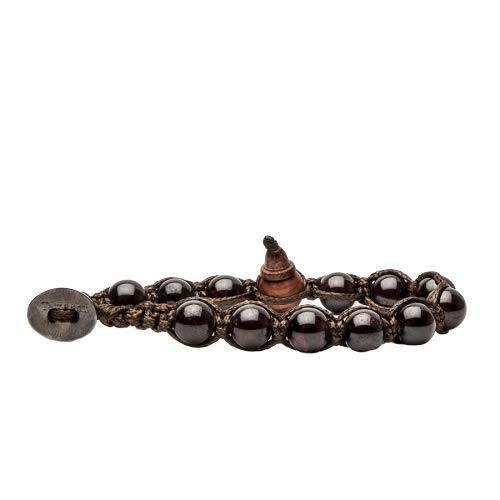 Bracelet Tamashii en grenat et coton avec taille unique réglable