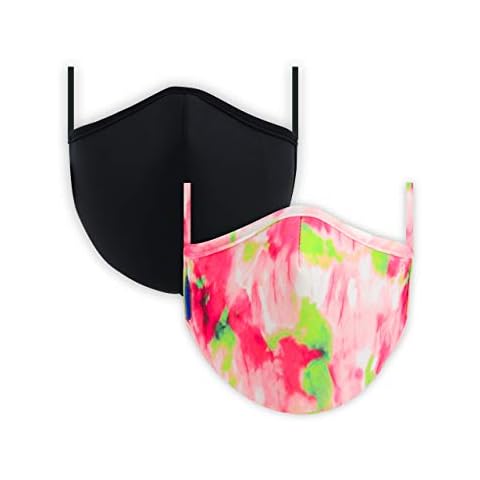 BONDIR AIR GUARD Premium (2-Pack) Structured Reusable Fitted Fabric Face Mask, Pink Tie-Dye + Black (Groovin') Cover