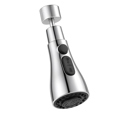 Image of DALUCI Kitchen Tap Extender for Sink 360 Rotating Tap Extension Flexible Faucet Extender with 3 Mode Spray Head Splash Proof Water Tap Extension for Kitchen Sink Fits 22mm 24mm Taps (Chrome)