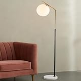 Lámpara de pie de cristal con forma de globo de mediados de siglo, estudio y dor