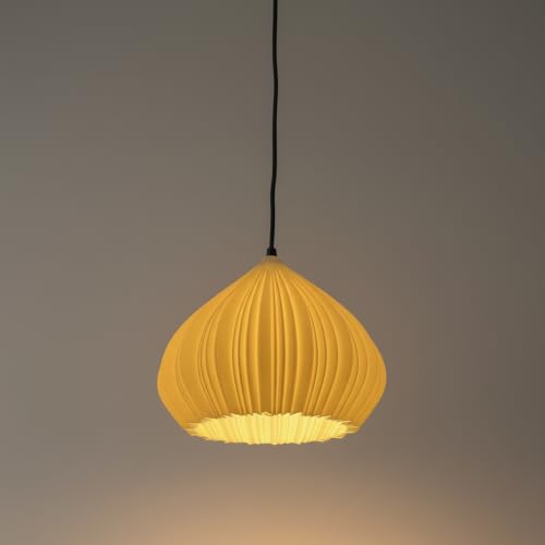 Image of Pendant Lamp 3D Printed for Home Decoration | Hanging Ceiling Light for Bedroom, Living Room, Dining Space | Stylish Modern Lamp for Ambient Lighting and Interior Design (AmberPod)
