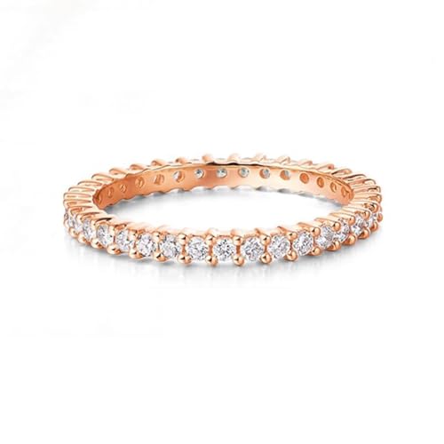 Whoiy Alianzas de oro rosa, anillo de compromiso, oro real con diamantes auténticos, anillos de boda para mujer, Metal precioso Piedras preci, Diamante