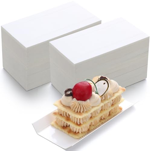 MotiMind 200 Pcs Mini Rectangular Foldable Cake Boards 2 x 5, White
