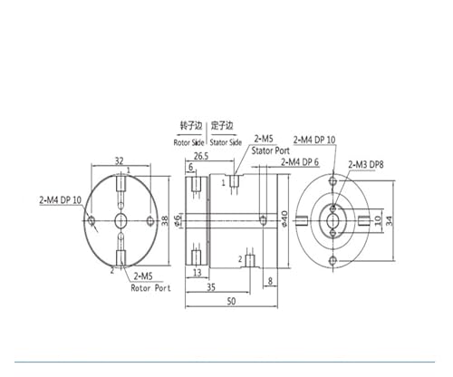 Anillo colector integrado eléctrico de gas trayectoria continua rosca M5 2