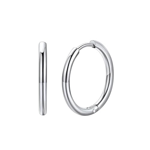 FaithHeart Stainless Steel Black/Silver/Gold Hoop Earrings for Men - Hypoallergenic Small Huggie Hoop Earrings Lightweight Sleeper Earrings Waterproof Cartilage Piercing Jewelry Gift 7-16mm