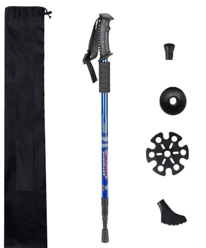 Image of Trekking Poles, Collapsible Lightweight Shock-Absorbent Hiking Walking Sticks Adjustable Aluminum Hiking Poles for Women Men Kids, 1 Pack Blue (Trekking)