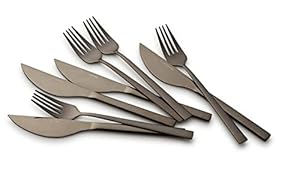 ECHTWERK Pizzabesteck-Set, Pizzaset, Steakbesteck, Essbesteck 8-teilig für bis zu 4 Personen, Mit 4 Pizzamessern und 4 Pizzagabeln aus Edelstahl, Black-Edition