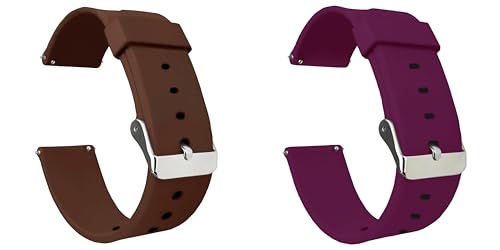 Image of ACM Pack of 2 Watch Strap Silicone Belt 22mm compatible with Beatxp Unbound Neo Smartwatch Casual Classic Band (Brown /Purple)