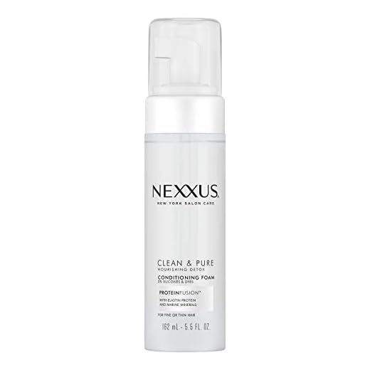 Nexxus Clean & Pure Conditioning Hair Foam Moisturizing Conditioner For Fine Or Thin Hair With ProteinFusion Silicone, Dye And Paraben Free 5.5 oz