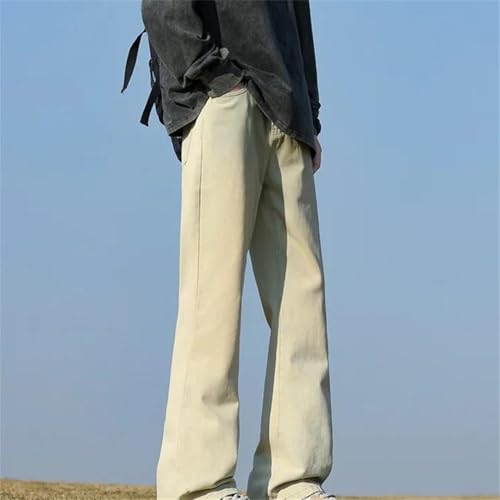 Men's Spring Jeans with Metal Ring Detail Washed Straight Leg Denim Pants Casual Streetwear Style2