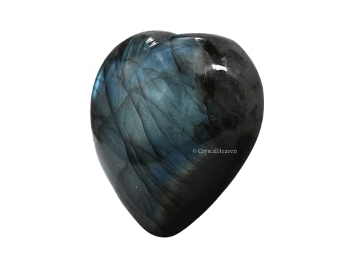 Image of Crystal Heaven Certified Labradorite Crystal Heart Palm Pebbles Stones For Anxiety Stress Relief Massage - Aaa Grade Original Healing Gemstone Agate Heart Palm Stone For Yoga Meditation Spiritual