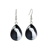 Qualitativ hochwertig. Pfauenfeder-Ohrringe, Tropfenform, Pfauen-Haken, Glasbild, Schmuck, Kunst-Ohrringe