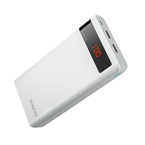 Portable Charger, ROMOSS 20000mAh Ultra High Capacity Power Bank Max 3.1A Dual Output LED Indicator, External Battery Pack Compatible with Cellphones, iPad & Samsung Galaxy & More