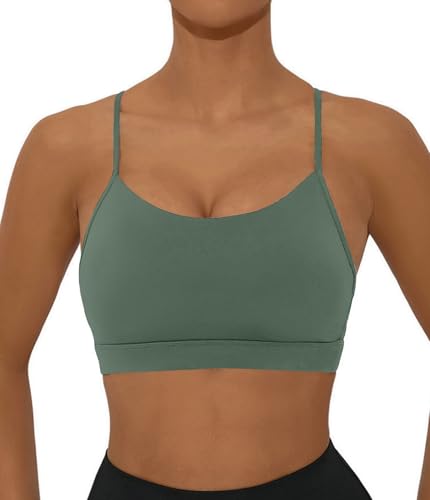 Image of Comper Y Back Sports Bra for Women Low Impact Racerback Workout Bras Sexy Thin Straps Yoga Bras with Removable Pads