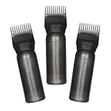 Lurrose 3個 ルートコーム付きヘアカラーアプリケーター洗頭瓶 目盛り付きプラスチック製軽量携帯用サロン ホーム用髪染め便利ツール