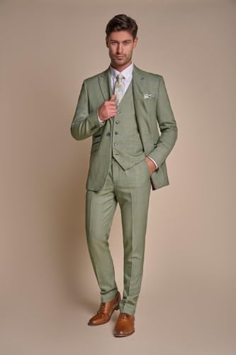 Men’s Green Houndstooth Tweed Formal Suit, Slim Fit 3 Piece Set Sold Separately4
