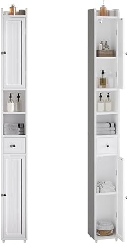 ChooChoo Narrow Bathroom Storage Cabinet with Adjustable Shelves,...