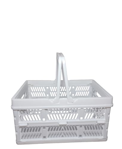 Generic Pacote com 2 cestas pequenas dobráveis de plástico de 9,8 L com alças, caixas empilháveis mu
