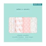 aden + anais essentials(エイデンアンドアネイエッセンシャルズ) 【日本正規品】出産祝い ベビーギフト モスリンスワドル 4枚入り 新生児 夜泣き対策 piece of my heart ESWC40021