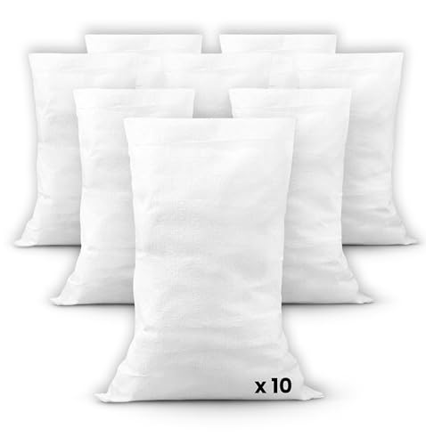 IPEA 10x Sacchi da Giardino e Detriti in Polipropilene - 105 x 55 cm ­­­­– 10 PEZZI - Sacco Multiuso per Imballaggio, Giardino, Ortaggi, Sabbia, Macerie, Fai da Te – Contenitore Oggetti – Bianco