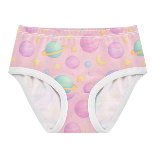 Joisal Girls Underwear Toddler 2t Cotton Little Girl Panties Fun Briefs Girls Undies Pastel Planets Stars Pink