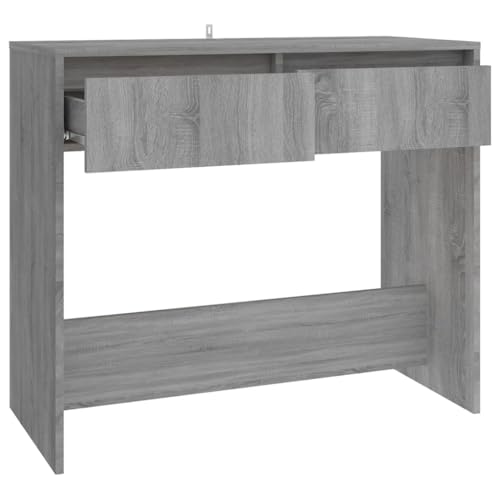 Mesa consola Sonoma gris de madera con cajones como estante de salon 8