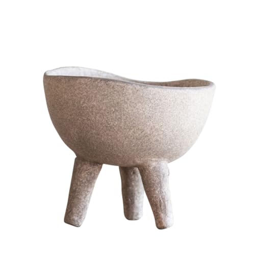 Image of Creative Co-Op Round Terra-cotta Bowl with 3-Legs and Distressed Finish, Cream