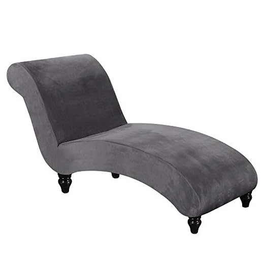 FantasDecor Chaise Lounge Slipcover Velvet Chaise Lounge Cover Luxury Chaise Covers for Living Room Indoor Chaise Covers Stretch Slipcover for Chaise Lounge Ultra Soft Machine Washable, Grey