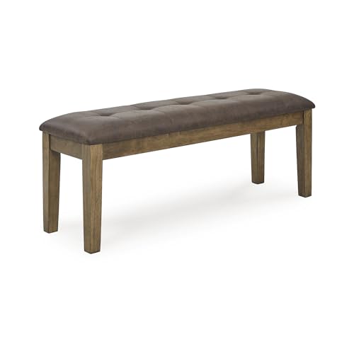 Image of Signature Design by Ashley Vallister Casual 50 inch Tufted Faux Leather Dining Bench, Light Brown & Dark Brown