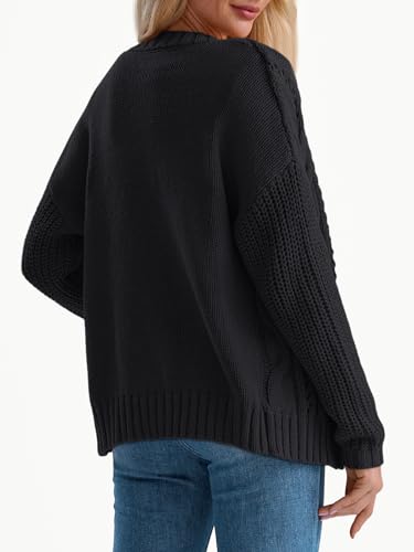 Image of LILLUSORY Women Cable Knit Cardigan Sweaters Cotton Button Up Chunky Outfit | Crochet, Open Front, Cozy Knit, Oversized, Trendy Fall Outfits, Winter Clothes, 2026 Outerwear