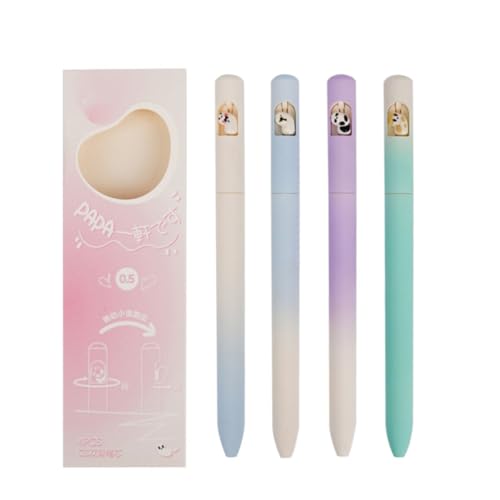 4 bolígrafos de gel de secado rápido, tinta negra, punta fina, retráctil, estilo arcoíris, color rosa, talla única
