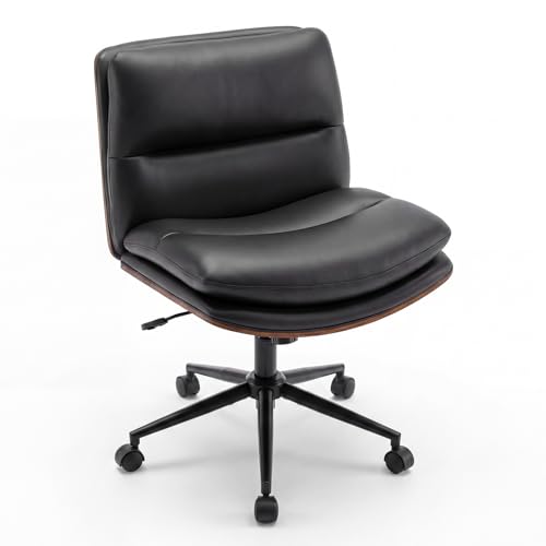 COSTWAY Silla Escritorio Ergonómica, Silla de Oficina sin Brazos con Altura Ajustable de 85-93 cm, Respaldo Reclinable y Asiento Acolchados, Ruedas Univelsales, Oficina Dormitorio (Negro)