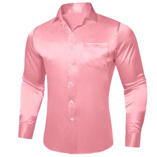 Chemise en satin homme col boutonné avec des finitions haut de gamme taille XXL