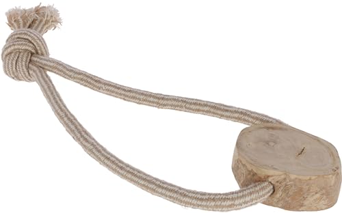 Kerbl Pet Kette Kaffeeholz, Hundespielzeug, Kauspielzeug, 45cm, Holz, Jute, Baumwolle, Hunde, koffeinfrei, splitterarm, Zahnpflege