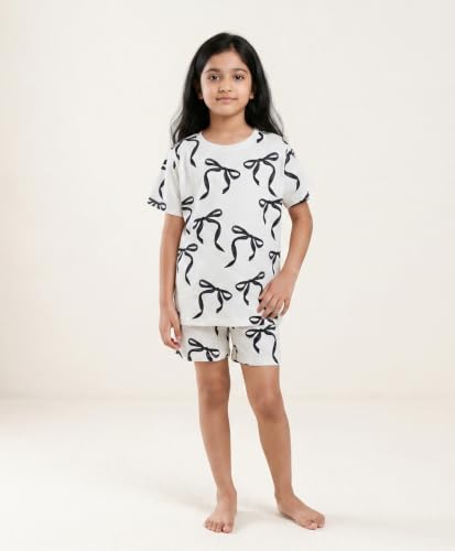 Image of ANTHRILO Sleepwear Shorts Set for Girls| Material: 100% Pure Cotton | Fabric: Skin-Friendly, ensuring a Soft Touch on Delicate Skin| Fit: Regular |Age Range: Suitable for Girls Aged 0-14 Years