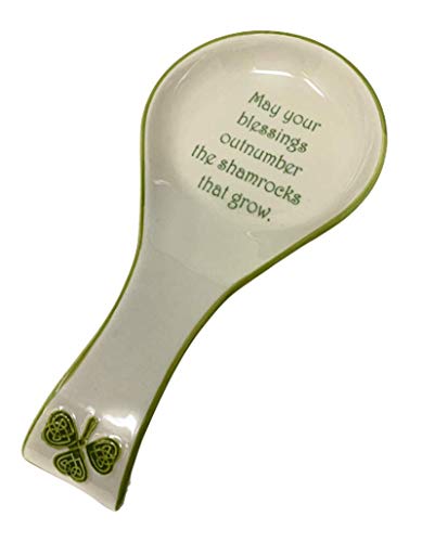 Celtic Classics Irish Blessing Embossed Shamrock Stoneware Spoon Rest