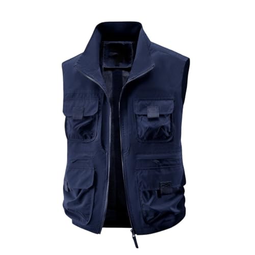 Gilet de travail sans manches en nylon résistant et multipoche pour homme