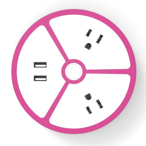 Tech Candy Power House Charging 2 USB Ports, 2 Outlet Plugs, Smart Technology, Fast Trendy Design, 6 ft Cord, Extension Cord Organizer Power Strip Surge Protector Pretty Pink