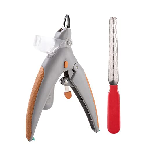 Foern Cortaúñas para Perros, Cortaúñas y Recortadores Profesionales para Mascotas con Luz para Evitar Cortes Excesivos, Tijeras de Aseo con Lima para Uñas,Gray