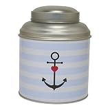 MEA LIVING Geschenk Dose ANKER blau weiß gestreift Metall 400ml maritim Spruch