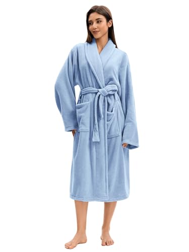 Image of Soft Robe For Women,Warm Plush Bath Robes Female,Spa Towel After Shower Lightweight Long Bathrobe
