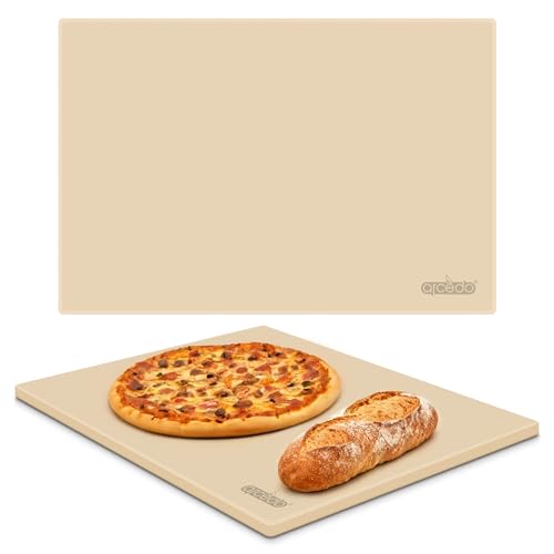 Arcedo Pizza Stone for Grill 20 x 13.5 Inch, Rectangular Large Baking Stone for Bread Thermal Shock Resistant BBQ Grilling Pizza Pan Cordierite Oven Cooking Pan With PE Scraper