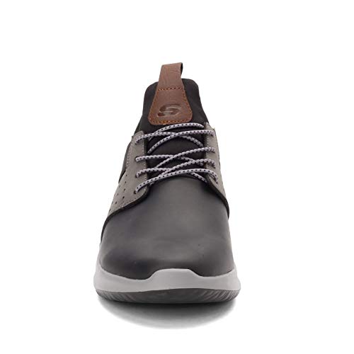 Skechers Skechers Men's Delson- Axton Slip On Trainers, Black Gray Leather, 41.5