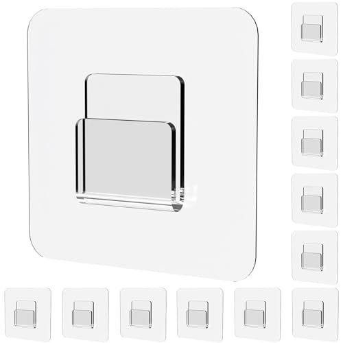 Jovware Polycarbonate Shower Caddy Adhesive Hooks 12 Pack, Transparent, Heavy Duty, 40lbs Weight Capacity, Minimalist Style, Suitable for Smooth Surfaces, Wall Mount, Kitchen, Bathroom, Garage