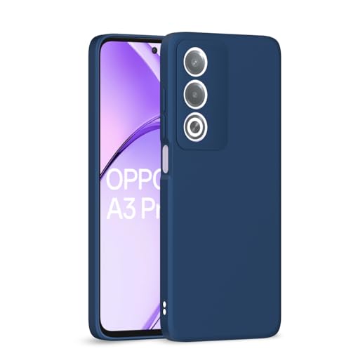 Image of Outlouders Back Cover for Oppo A3 Pro 5G | Camera Protection | Durable Soft Matte Silicone Bumper Case (Blue)