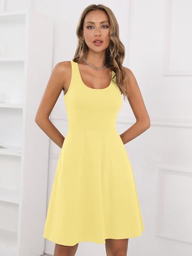 Image of Missufe Women's Sleeveless Racerback Flared Casual Plain Tank Dress