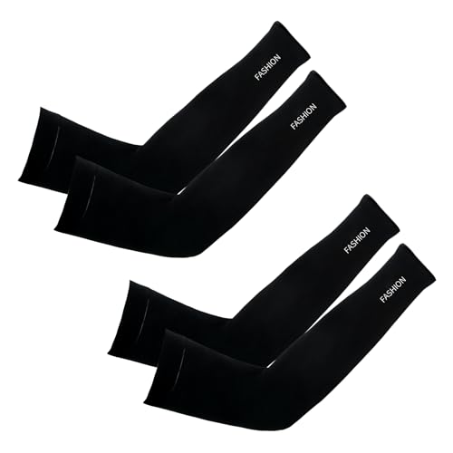 Horktrust 2 pares de Mangas para brazos protección sol, Unisex Mangas para Brazo, mangas de compresión para el sol de enfriamiento, Apto para actividades al aire libre, negro